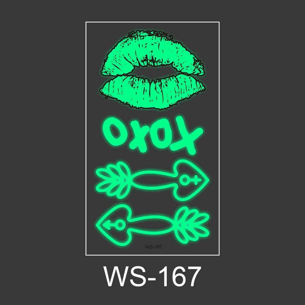 Luminous Tattoo Sticker Nightclub Bar Music Festival Carnival Tattoo Sticker Fluorescent Musical Note Glowing Cool Face Sticker