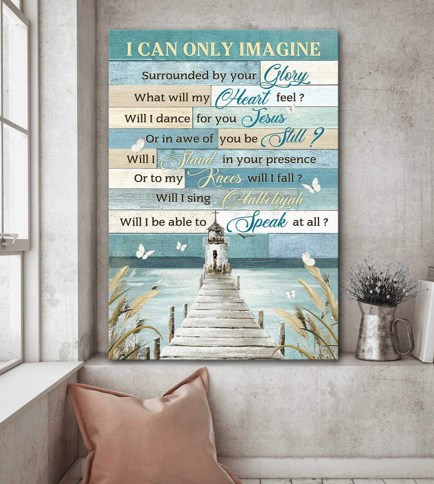 Church and river I can only imagine Canvas Wall Art