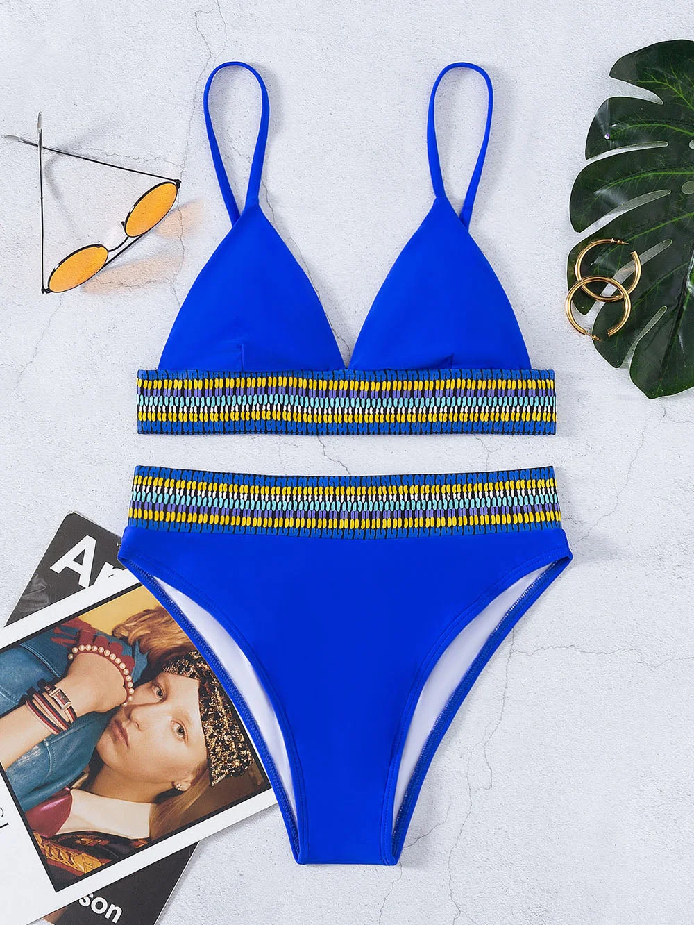 Push Up Bikini Set Swimsuits High Waist Swimwear Women Print Biquini Bathing Suits Brazilian Bikinis 2021 Blue Bathers