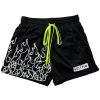 Unisex Flame Print Mesh Fitness Athletic Shorts by Inlyline