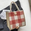 Classic Plaid Linen Daily Lunch Shopping Gift Bag