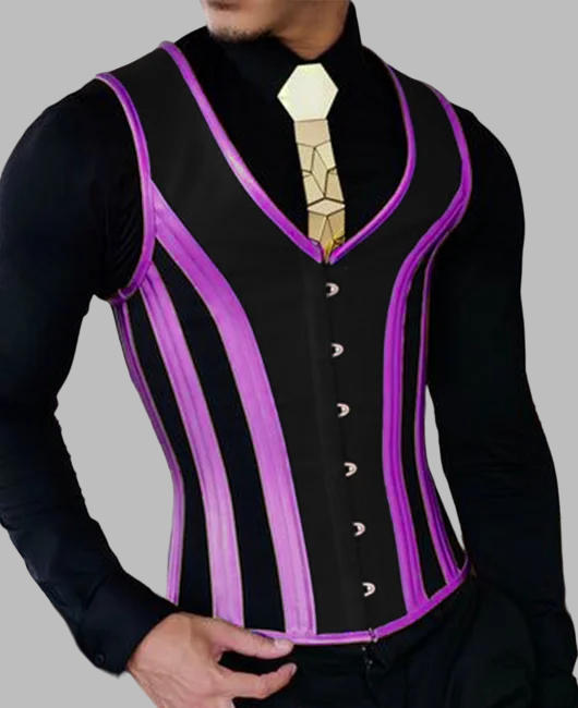 V Neck Colorblock Lace Up Single Breasted Vest