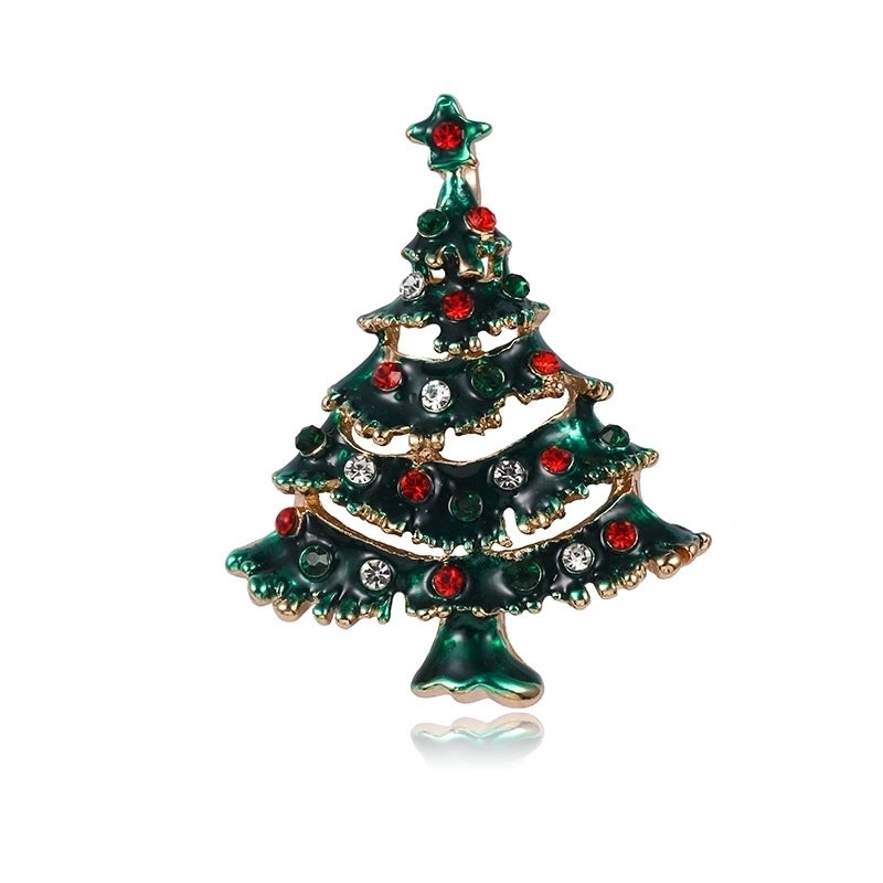 Fashion Pin Christmas Tree Alloy Plating Rhinestones Women’S Brooches