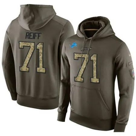 NFL Men's  Detroit Lions #71 Riley Reiff Stitched Green Olive Salute To Service KO Performance Hoodie