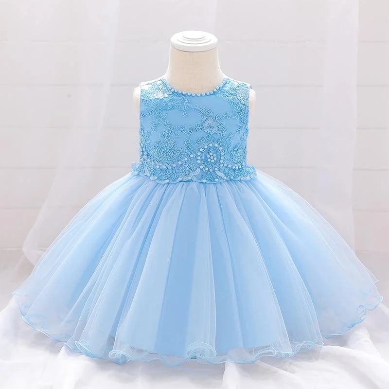 2021 Beading Newborn First Birthday Dress For Baby Girl Clothes Dress Flower Lace Princess Dresses Party Child Clothing 24 Month