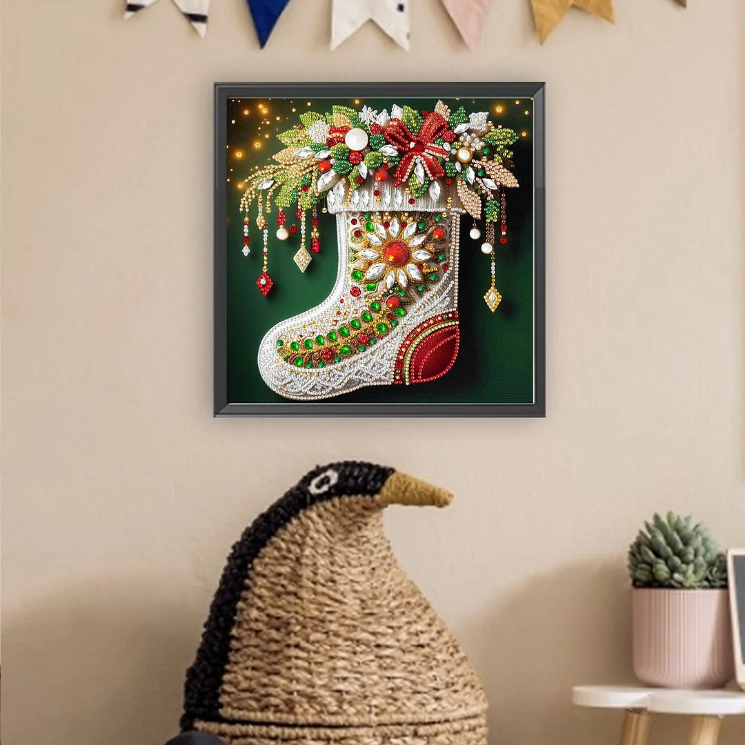 Christmas Sock - Partial Special Shaped Drill Diamond Painting Kits (Canvas|30*30cm)