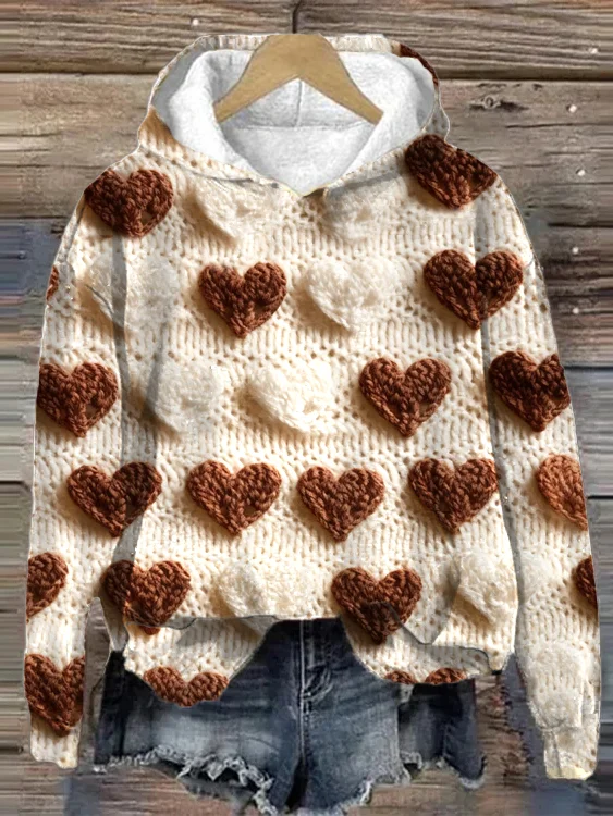 Women's Love 3D Printed Hooded Fleece Sweatshirt socialshop