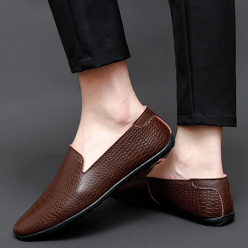 Yyvonne men shoes slip on England Breathable Men's genuine Leather Loafers Comfortable Shoes For Men Lightweight Slip-on Men moccasins