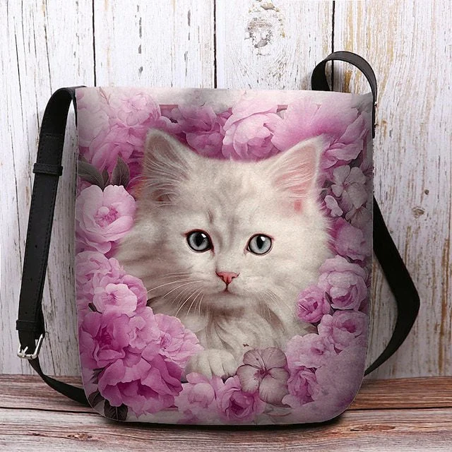 Style & Comfort for Mature Women Women's Floral Cat Print Crossbody Bag