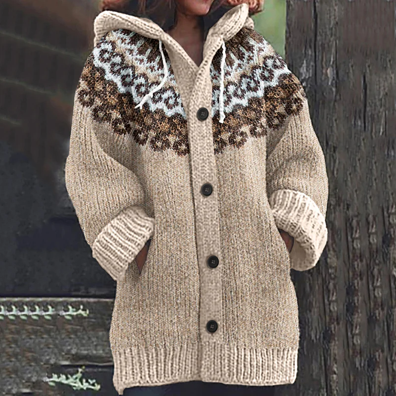 Fairman Knitted Jacquard Pattern Cozy Cardigan Sweater