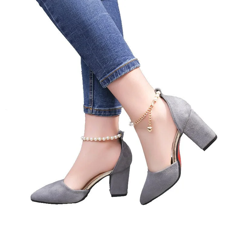 Aphixta 2020 Women Pumps Sandals High Heel Summer Pointed Toe Pearl String Bead Wedding Shoes Sexy Party Ladies Pumps Big Size43