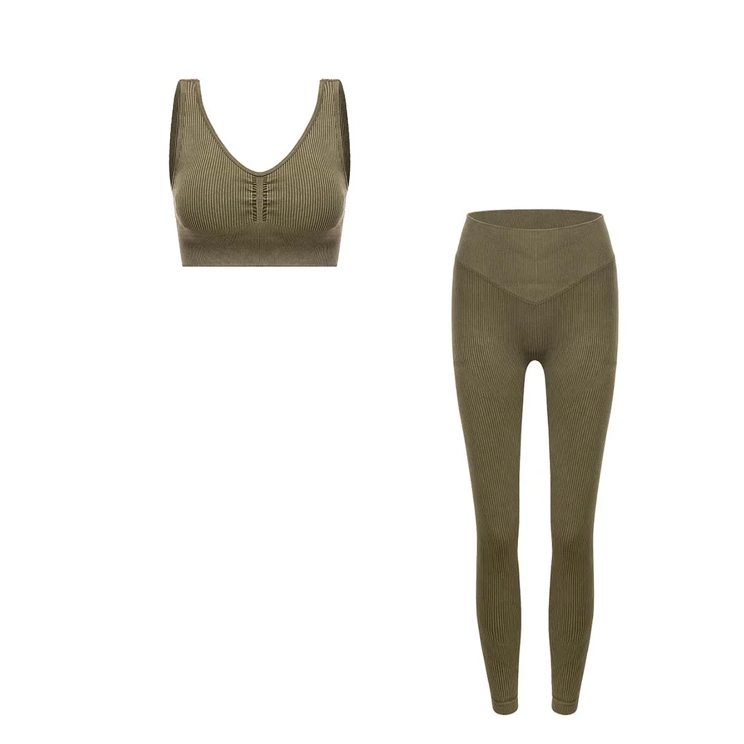 Knitted Tank Tops + Rib Legging 2-Piece Set