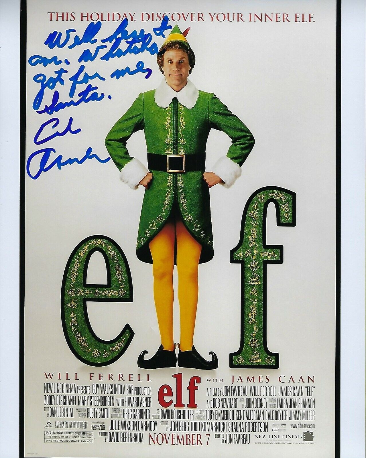 GFA Elf Santa Movie Star * ED ASNER * Signed 8x10 Photo Poster painting E8 COA