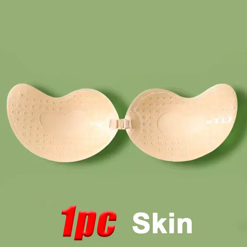 Alccn Invisible Strapless Adhesive Stick Bra Strapless Push Up Bras Women Lingerie Seamless Silicone Nipple Covers Bralette Underwear