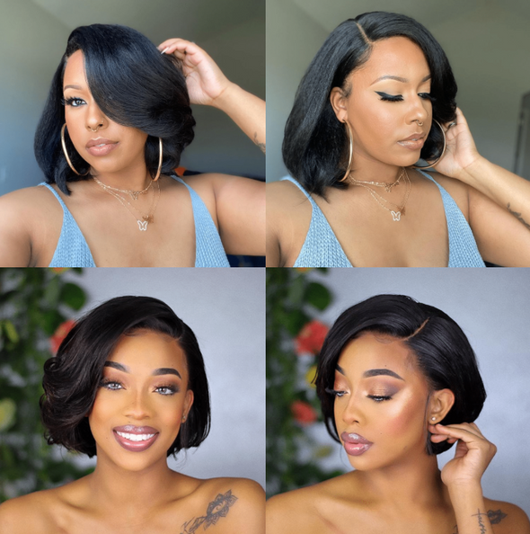 Celebrity Style Short Cut Side Part Closure Bob Wig