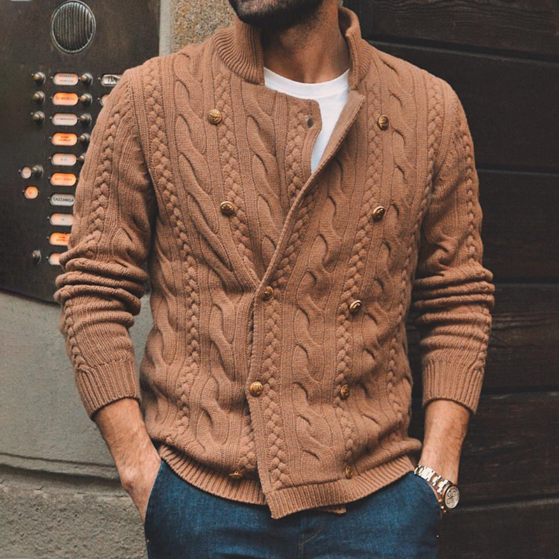 Men's Vintage Casual Button Design Wool Sweater