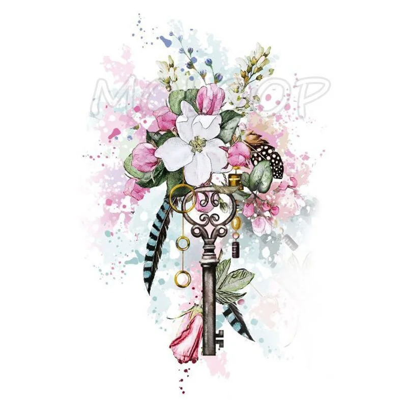 Temporary Tattoo Stickers Sexy Rose Heart-shaped Wreath Fake Tatto Waterproof Tatoo Back Leg Arm Belly Big Size for Women Girl