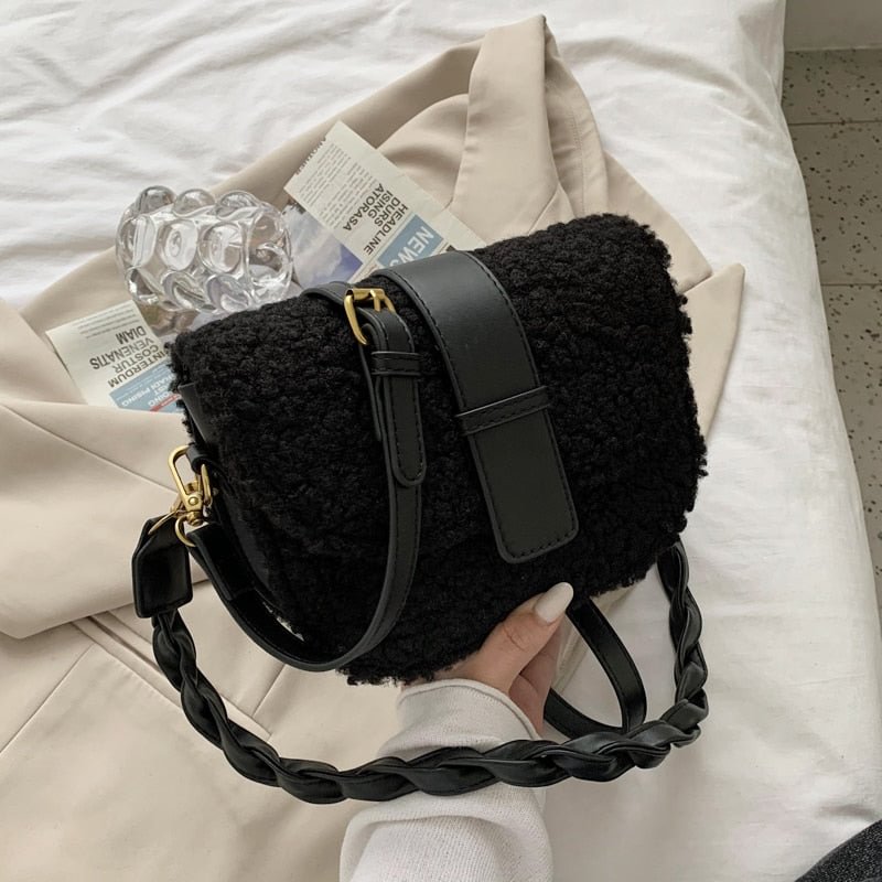 Weave Shoulder strap Saddle Armpit bag 2021 Winter New High-quality Plush Women's Designer Handbag Casual Shoulder Messenger Bag