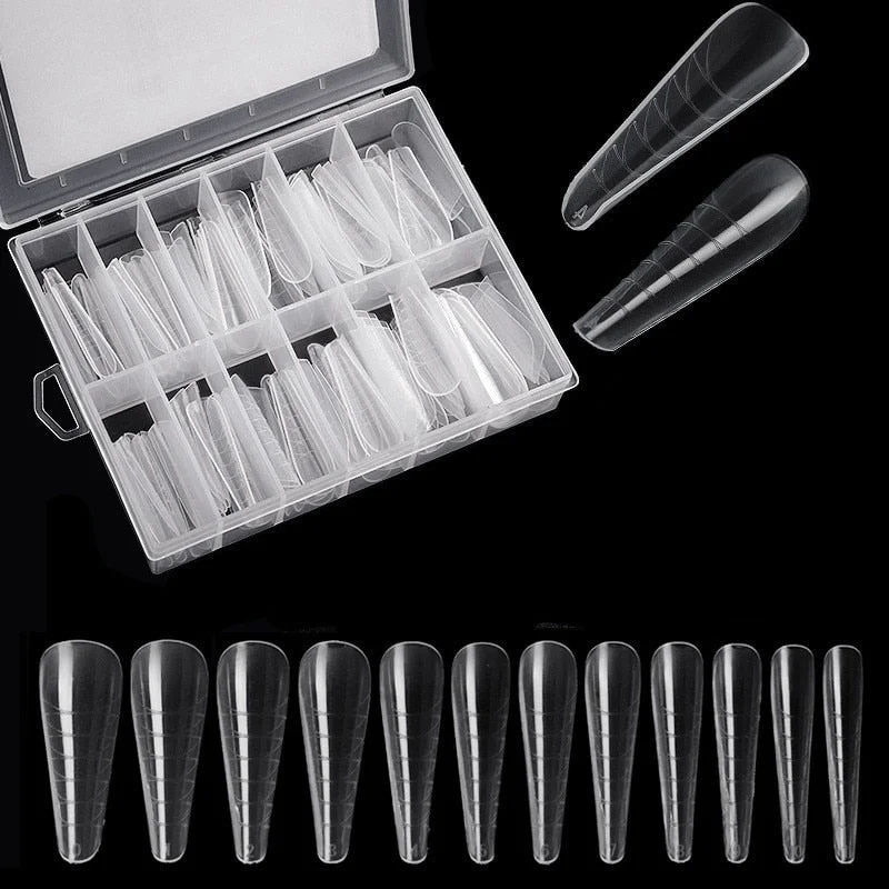 120Pcs/Box Quick Building Mold Nail Tips Dual Form False Nails Clear Manicure Tools for Extension Gel Nail Art-Nail Inspo