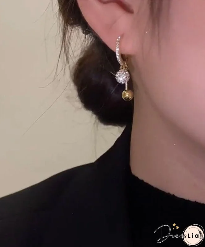 Unique Gold Copper Overgild Inlaid Zircon Drop Earrings