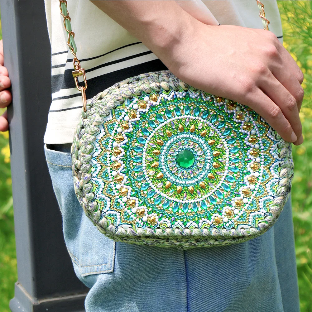 DIY Partial Special Shaped Mandala 5D Diamond Handmade Knitting Bag Chain Purse