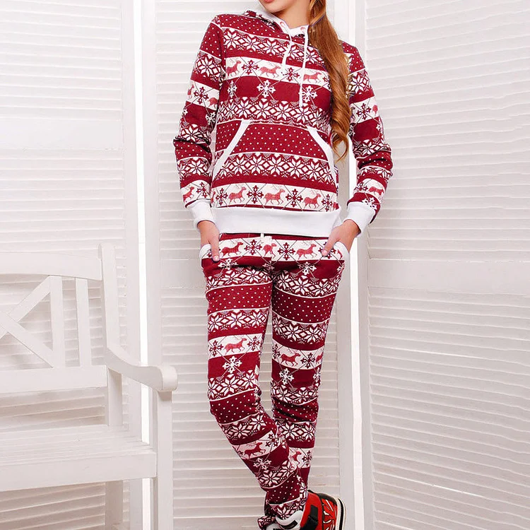Christmas Hooded Sweater Casual Set