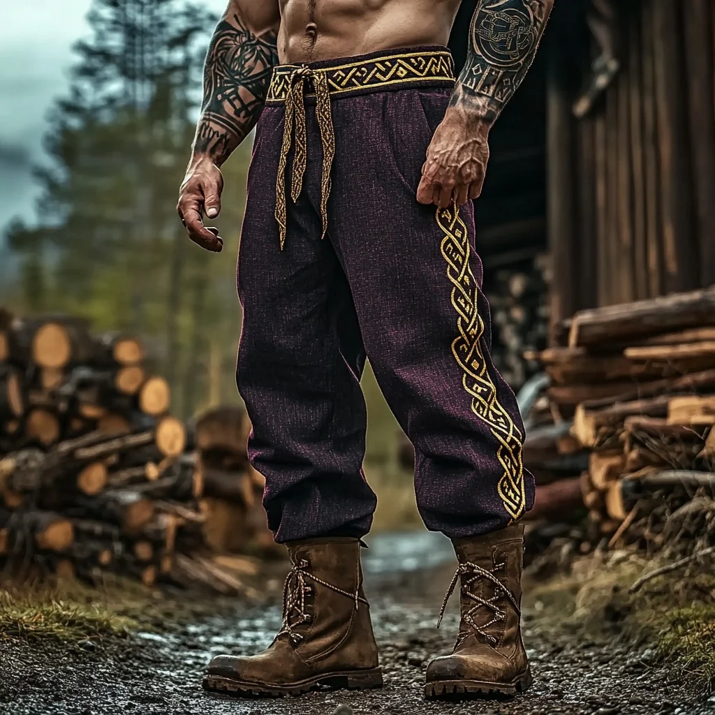  Viking-Inspired Embroidered Trousers with Intricate Design-inspireuse