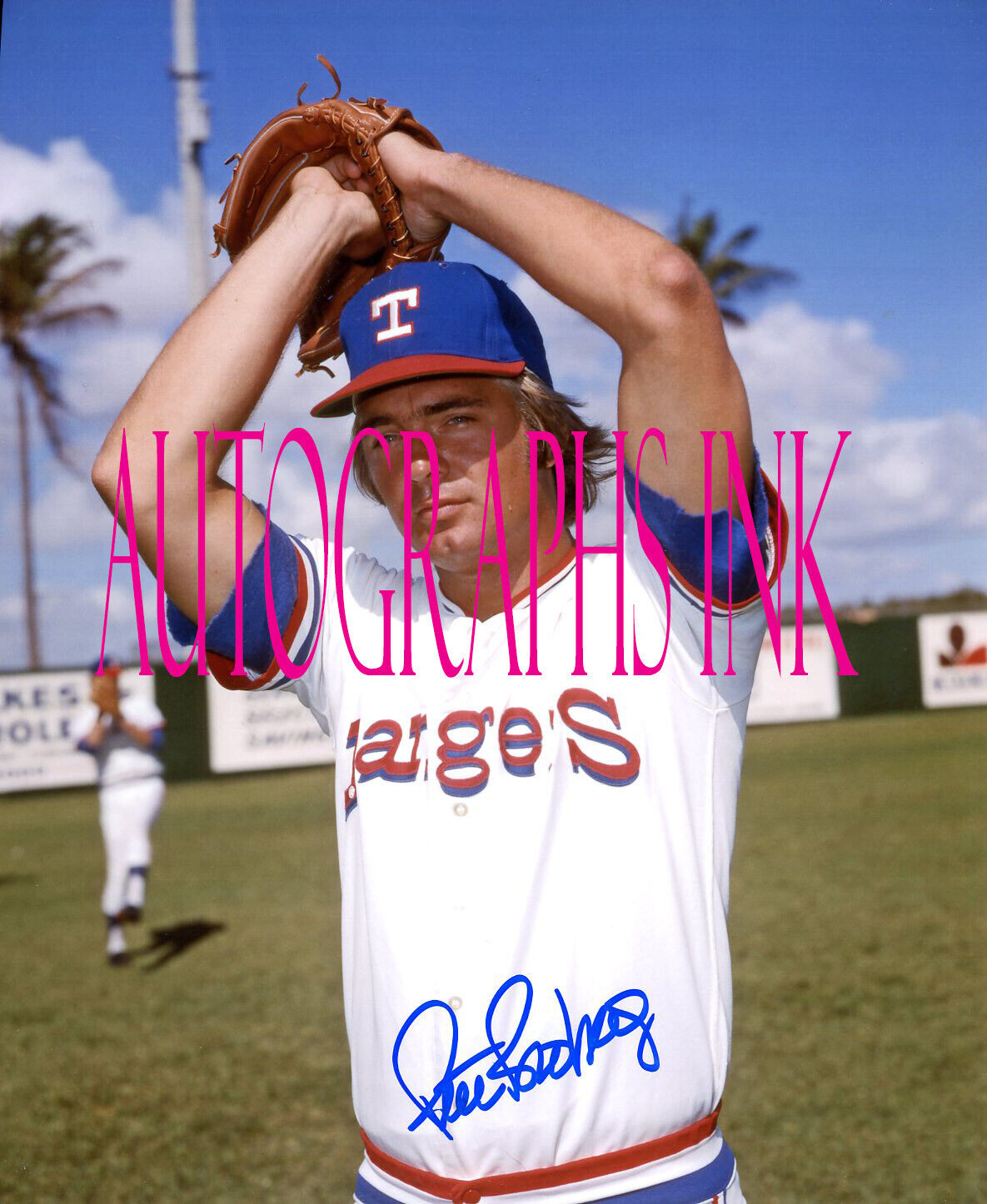 Pete Broberg autographed 8x10 Texas Rangers #3 Topps Vault