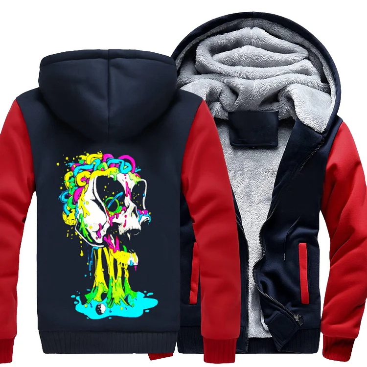 Skull Invaded By Alien Creatures, Halloween Fleece Jacket