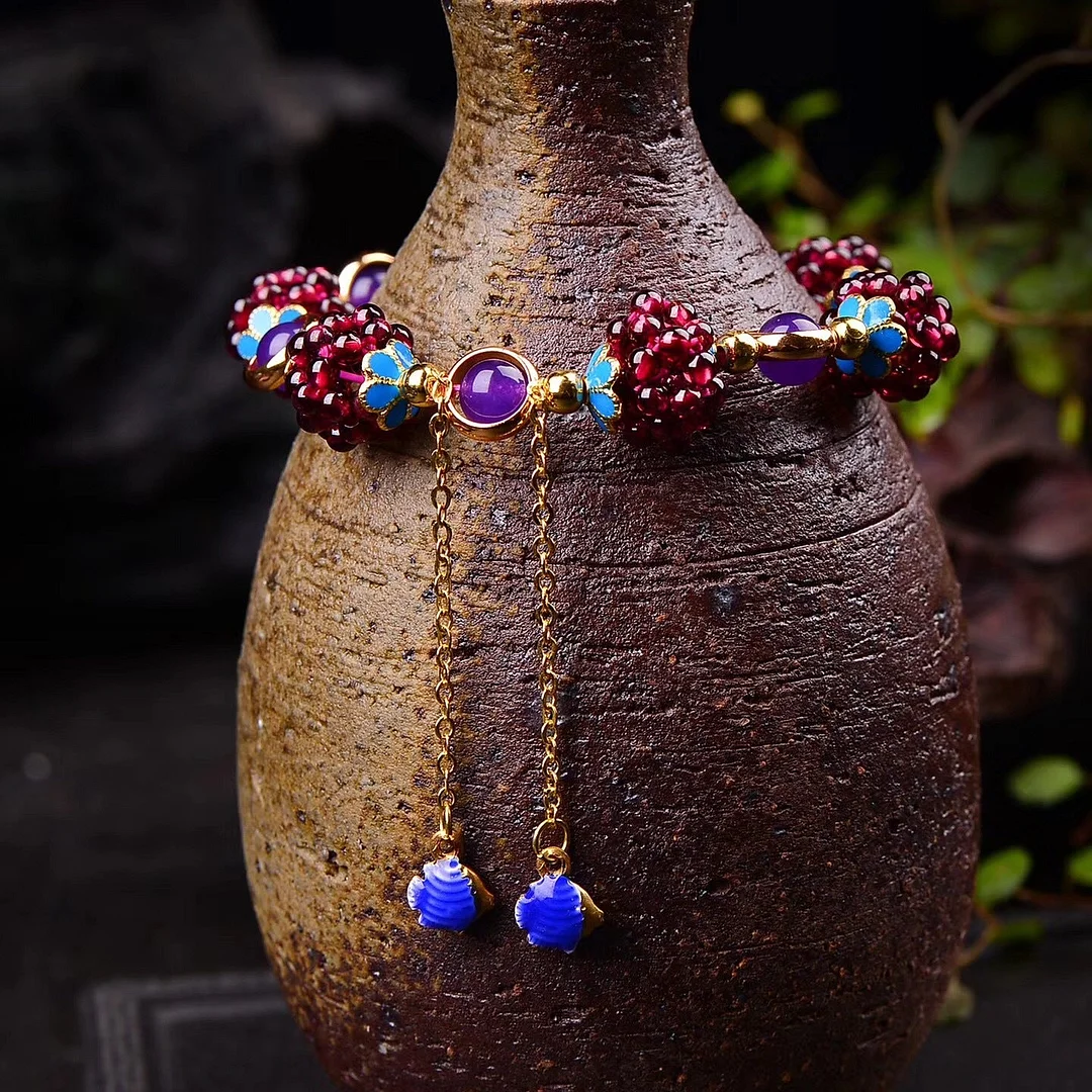 Garnet Tibetan Calm Charm Bracelet