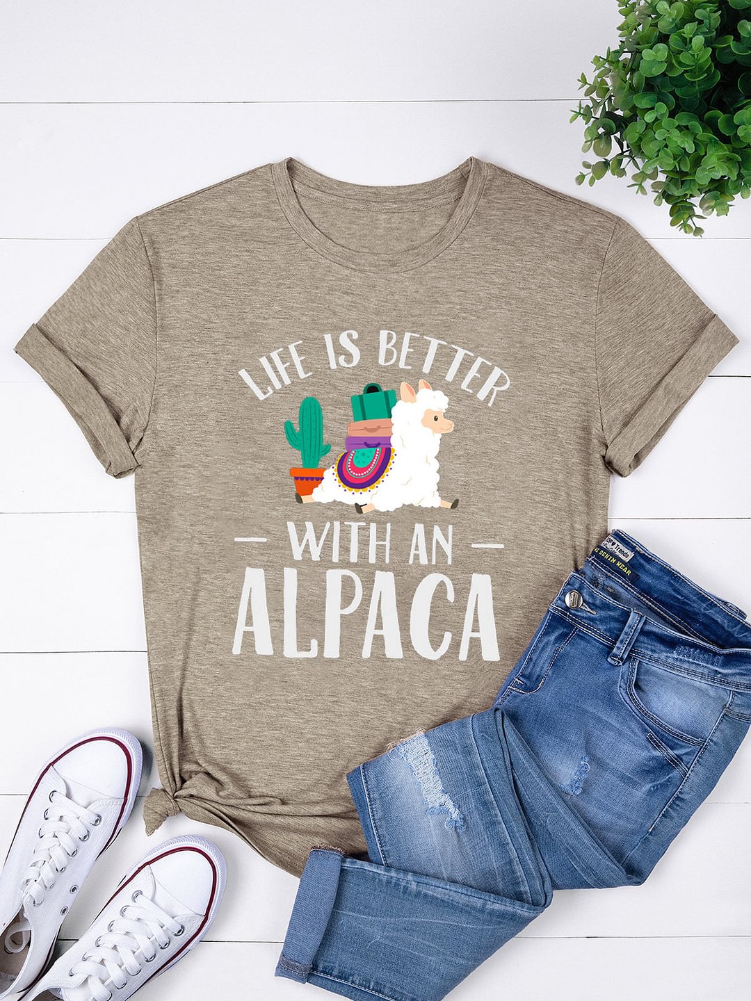 Women's Round Neck Casual Printed Loose Short-Sleeved t-Shirt