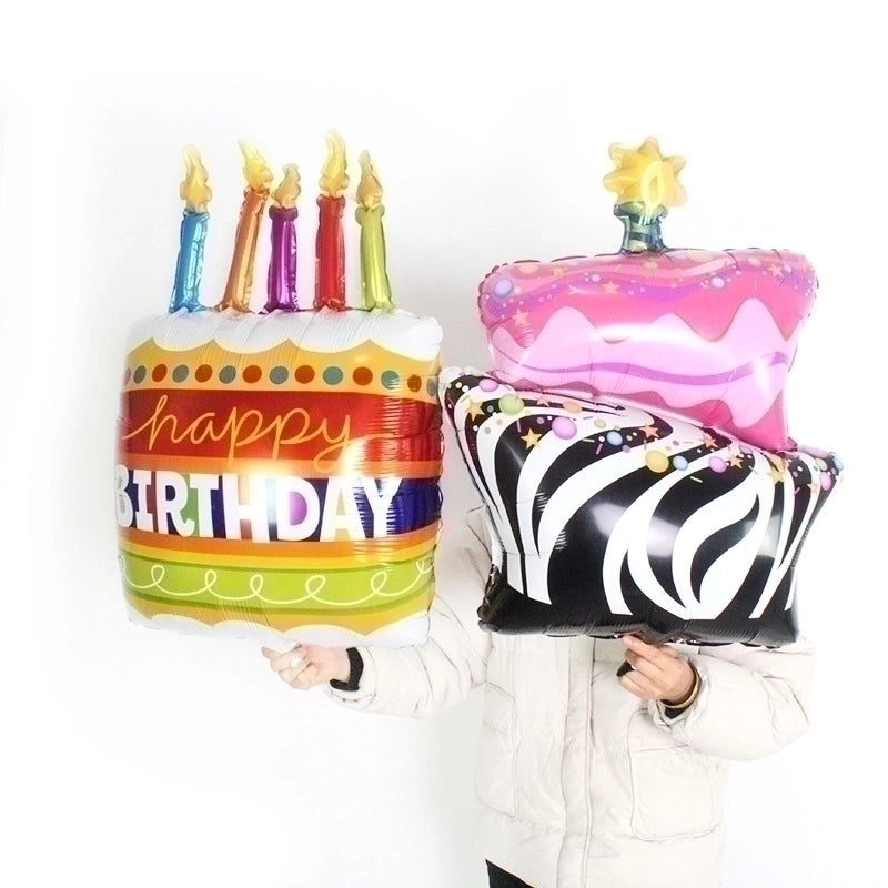 2 Pieces Birthday Cake Aluminum Film Party Balloon