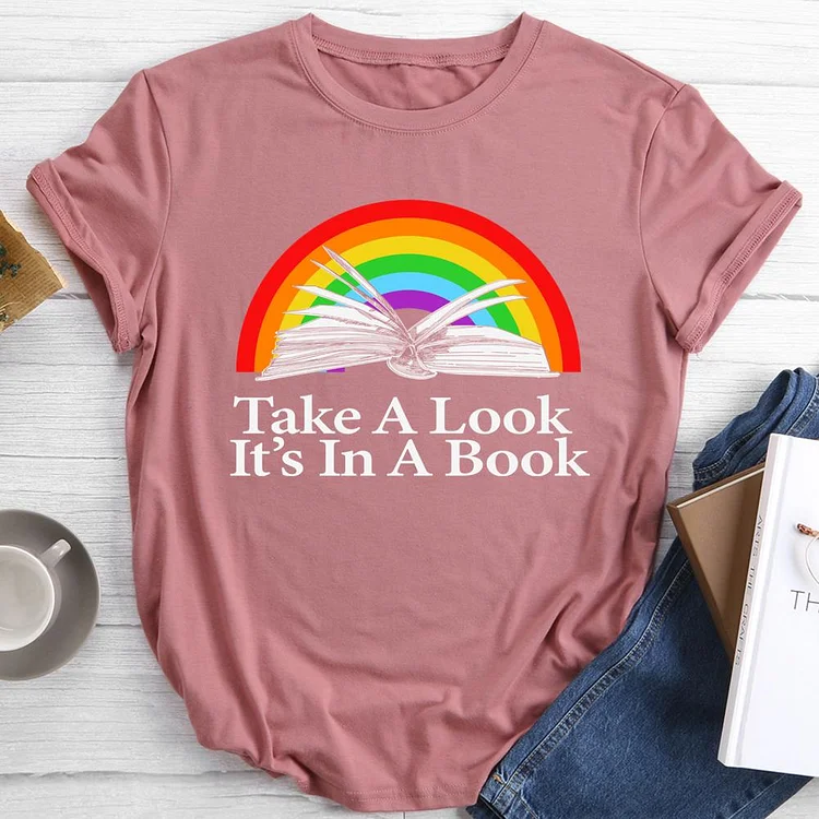 Take a look it's in a book Round Neck T-shirt-0025789