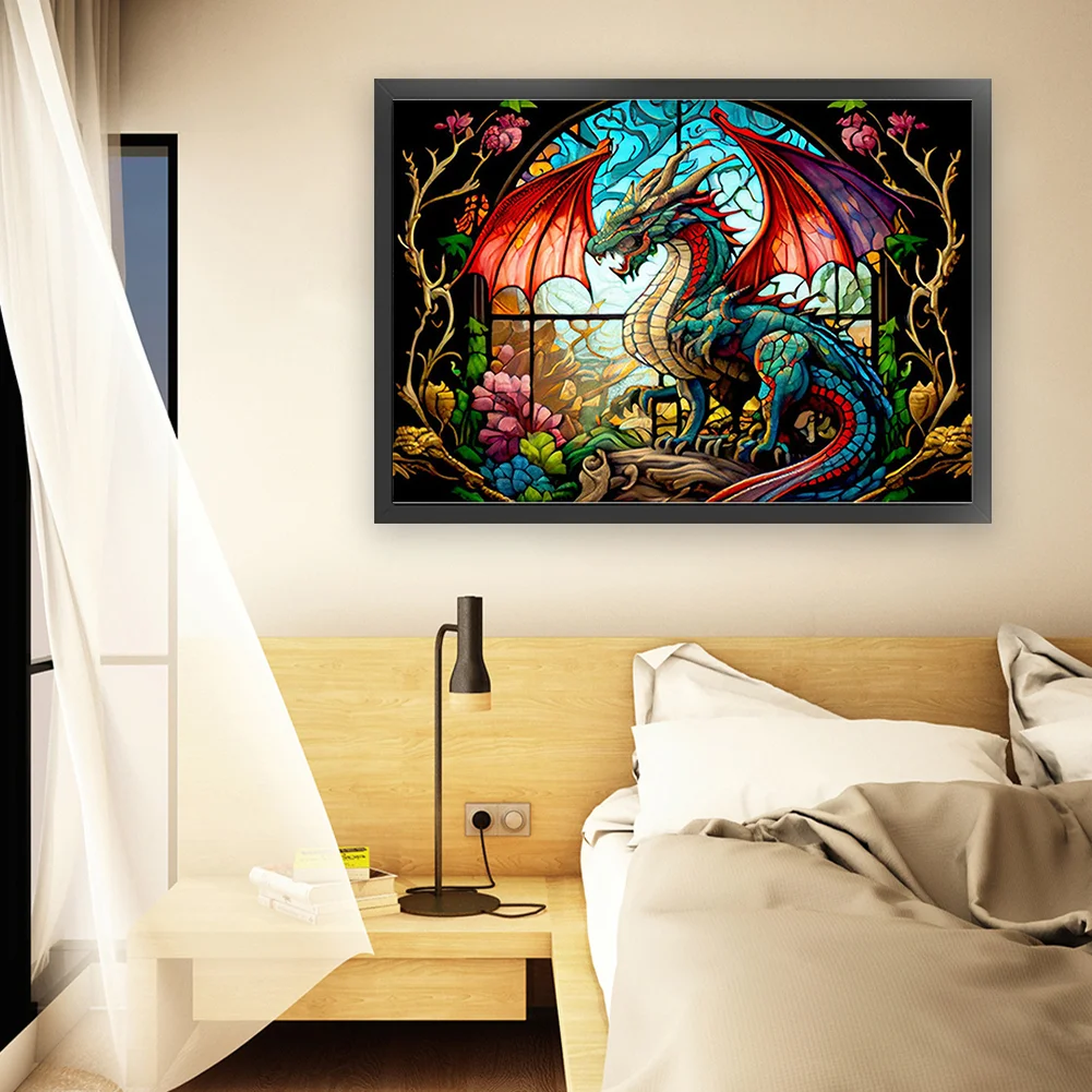 11CT Full Counted Cross Stitch - Stained Glass Pterodactyl(Canvas|65*45cm)