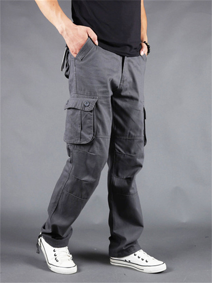 Men's Cargo Pants Trousers Tactical Work Pants Multi Pocket Straight Leg Plain Comfort Breathable Full Length Casual Basic Tactical Gray Green Grass Green Inelastic