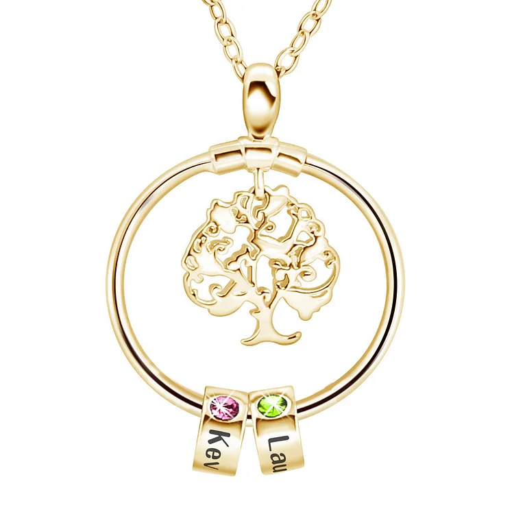 Personalized Family Tree Necklace with 2 Birthstones Gift for Mom