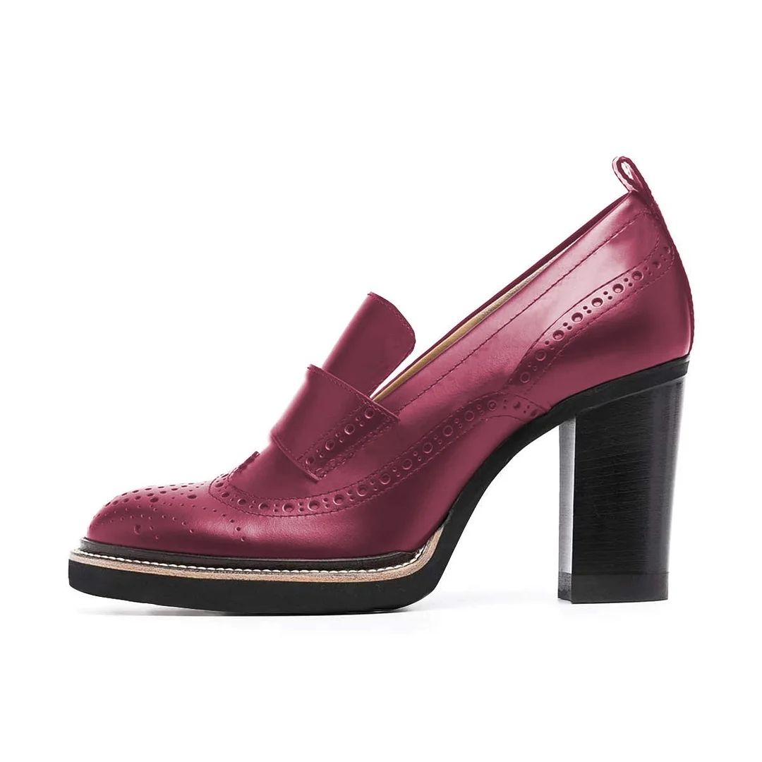 Chic Magenta Vegan Leather Perforated Detail Women's Loafers