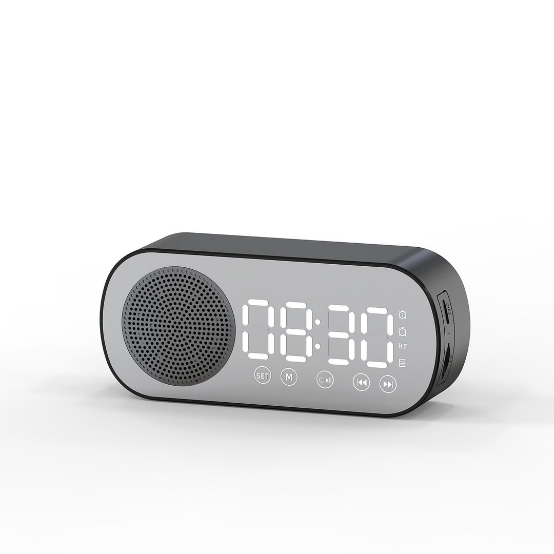 Athvotar Mirror Digital Alarm Clock Radio FM Large Display Quiet Wireless Bluetooth Speaker Bedroom Room Office Gift