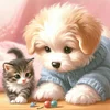 Diamond Painting-5D Full Round Drill Cat and Dog