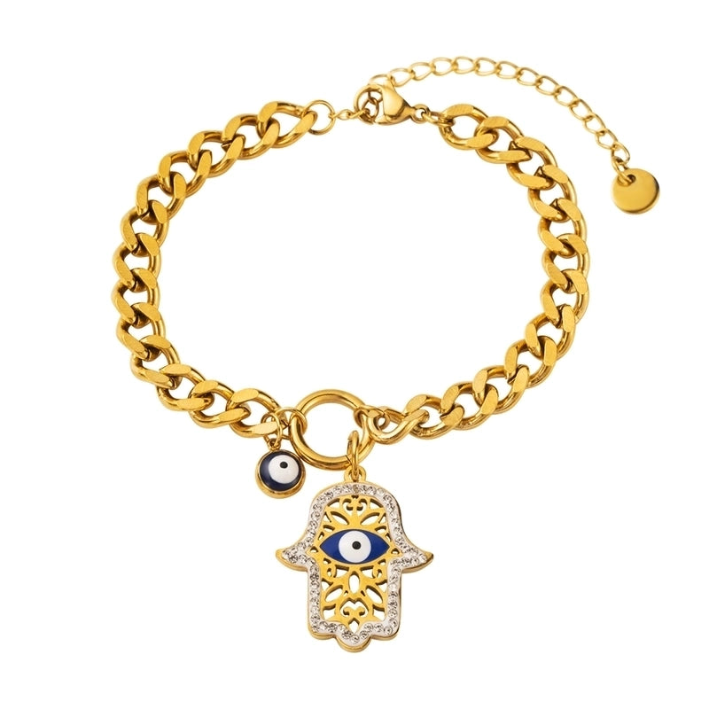 Casual Minimalist Palm Moon Eye 304 Stainless Steel Zircon Bracelets In Bulk