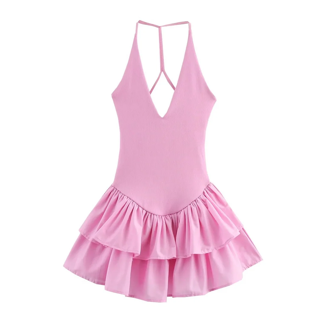 Nigikala Nigikala Women's Clothing Explosive Temperament Fashion Splicing Hanging Neck Dress