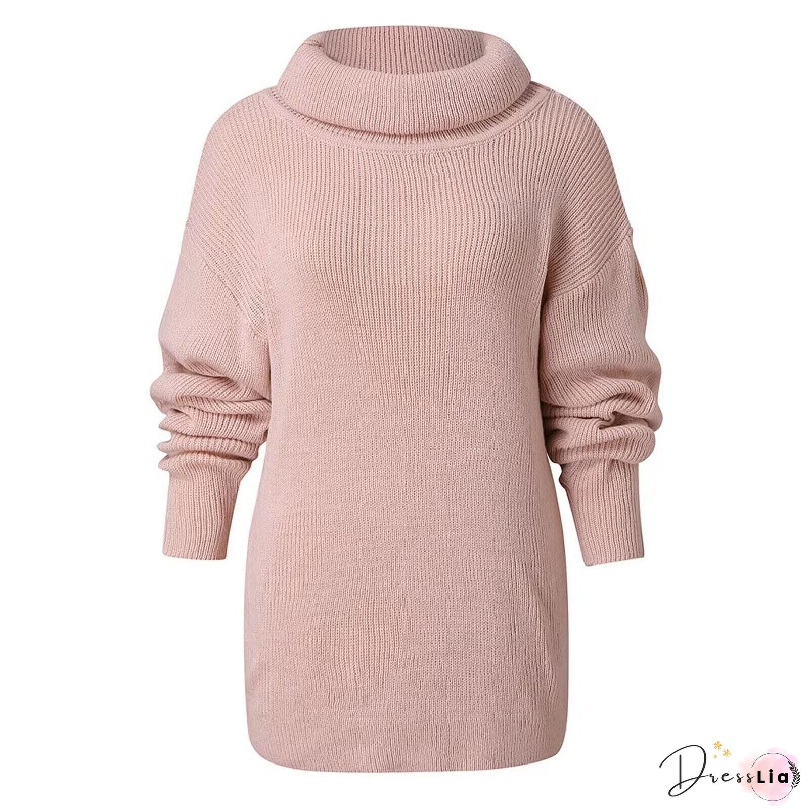 Casual Turtleneck Plain Loose Sweater