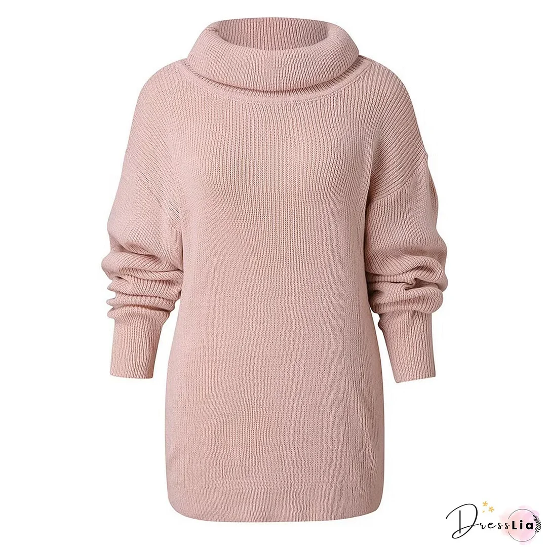 Casual Turtleneck Plain Loose Sweater