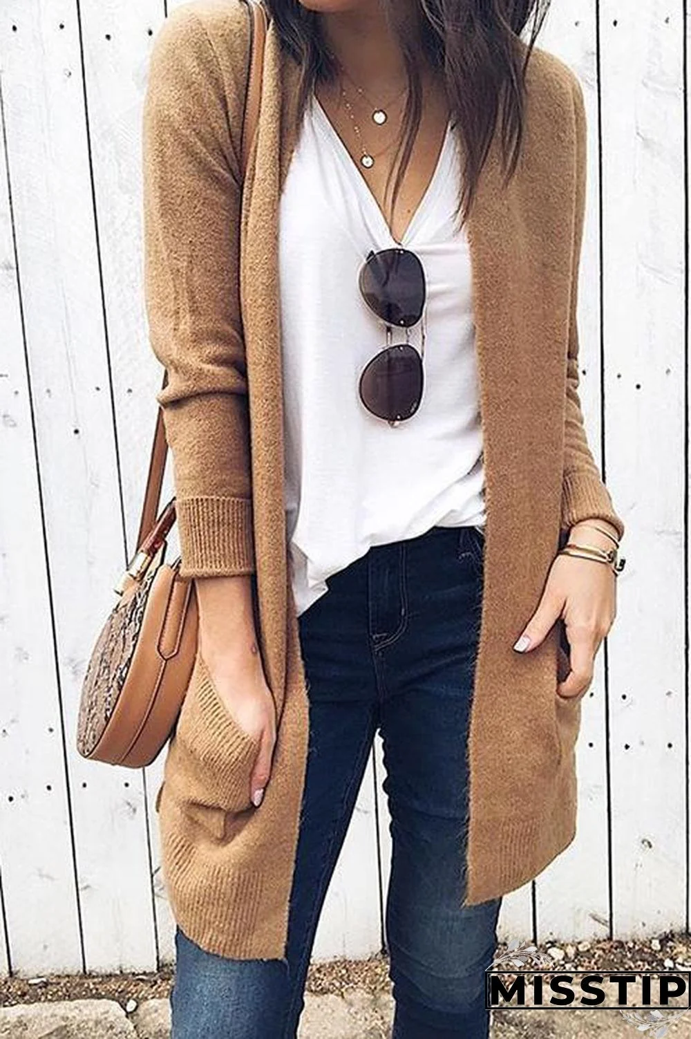 Pocket Knitting Long Coat