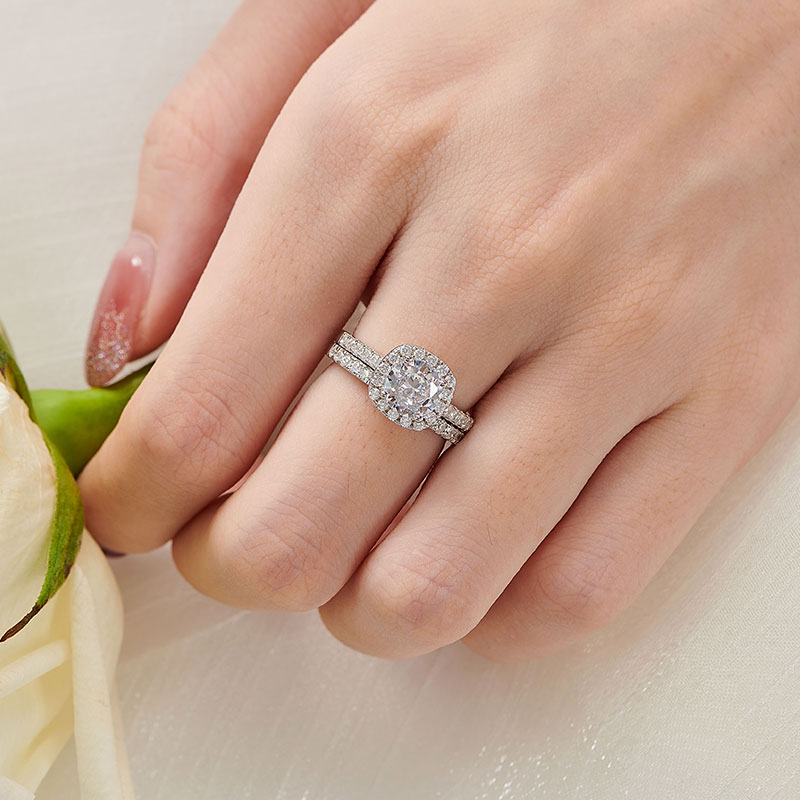 s 925 Silver Engagement Rings Set for Women Round Cut Moissanite Luxury Wedding Jewelry