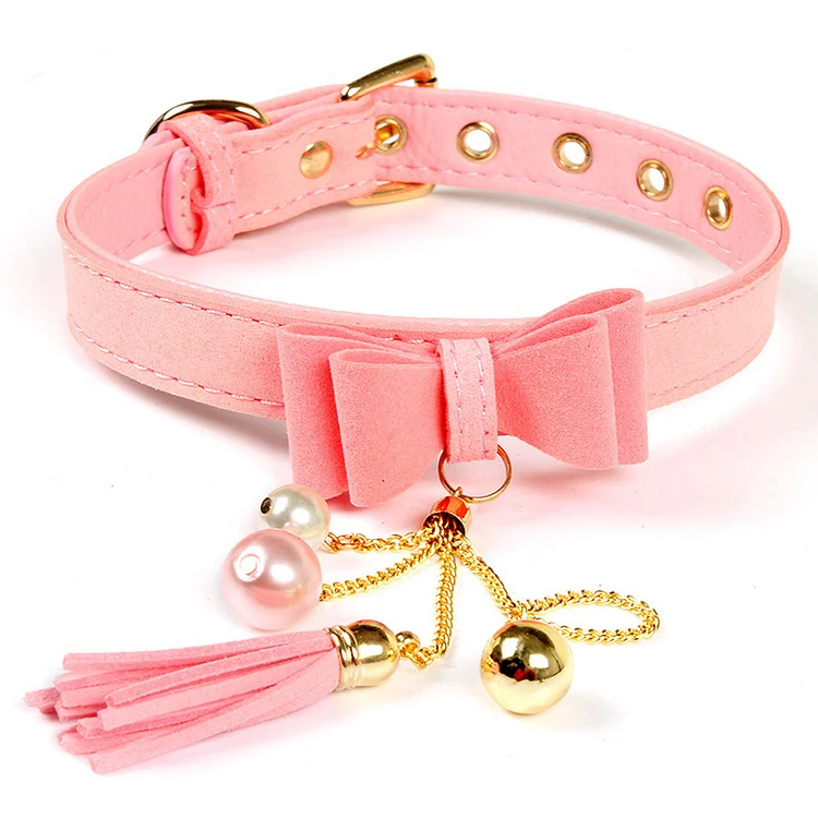 Pink Tassel Bow Collar Bondage Adult Toys