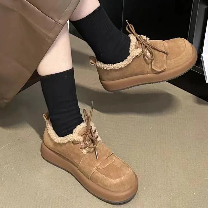 Wongn Wongn Women's 2024 Winter New Outside Wear Fashionable Thick Sole And Velvet Warm Ugly Cute Casual Cotton Shoes