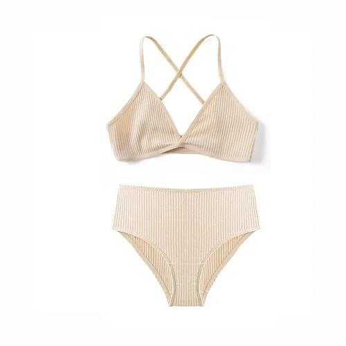 Cotton Seamless Underwear Women 2 Pieces Bra Set Sexy High Waist Lingerie Thin Comfort Bikini Secret Short Skin Care Kits