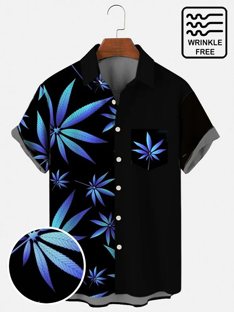Men's 50's Vintage Casual Hawaiian Shirts Maple Leaf  Plus Size Tops