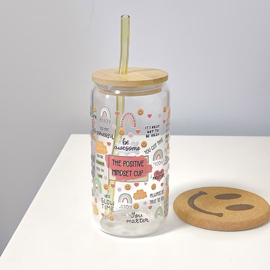 Maneifurui™  The Positive Mindset Cup  Glass Can